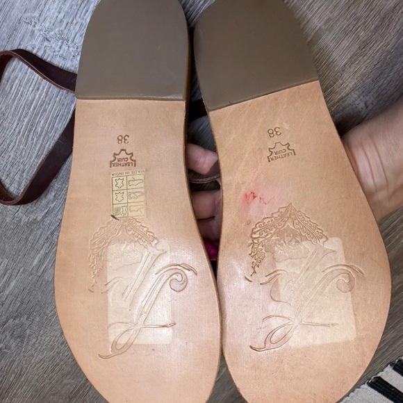 Free People Isle Of Capri Leather Sandals NWOT Size 38 - Picture 5 of 7